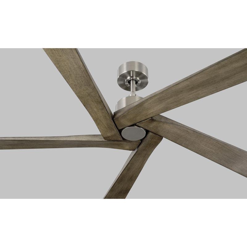Aspen, Brushed Steel with Light Gray Weathered Oak Blades, 56" Wide