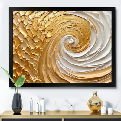 Abstract Canvas Wall Art, Gold Spiral Modern Print - Gold Eternal Swirl I