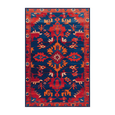 Machine Washable Tabriz Blue Area Rug