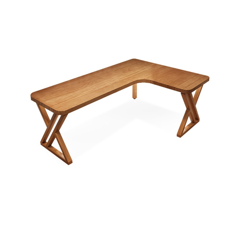 Walnut L-Shaped Solid Wood desks, Right Hand Return, 29.53" H x 70.87" W x 47.24" D