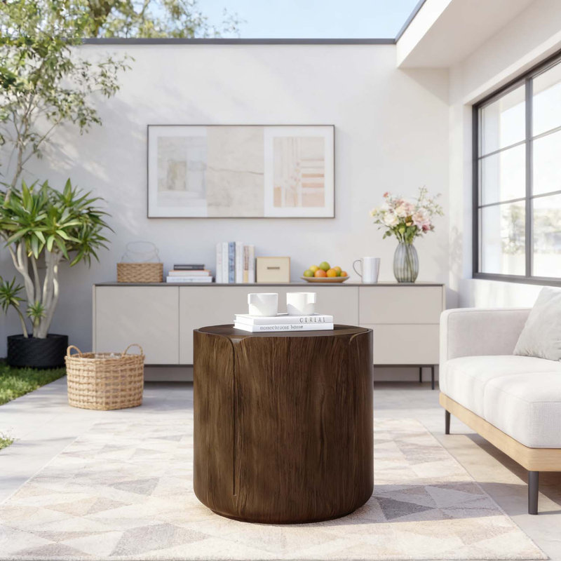 Table basse ronde pour l'intérieur et l'extérieur, Brun, L 19,69 po x l 19,69 po x H 19,29 po