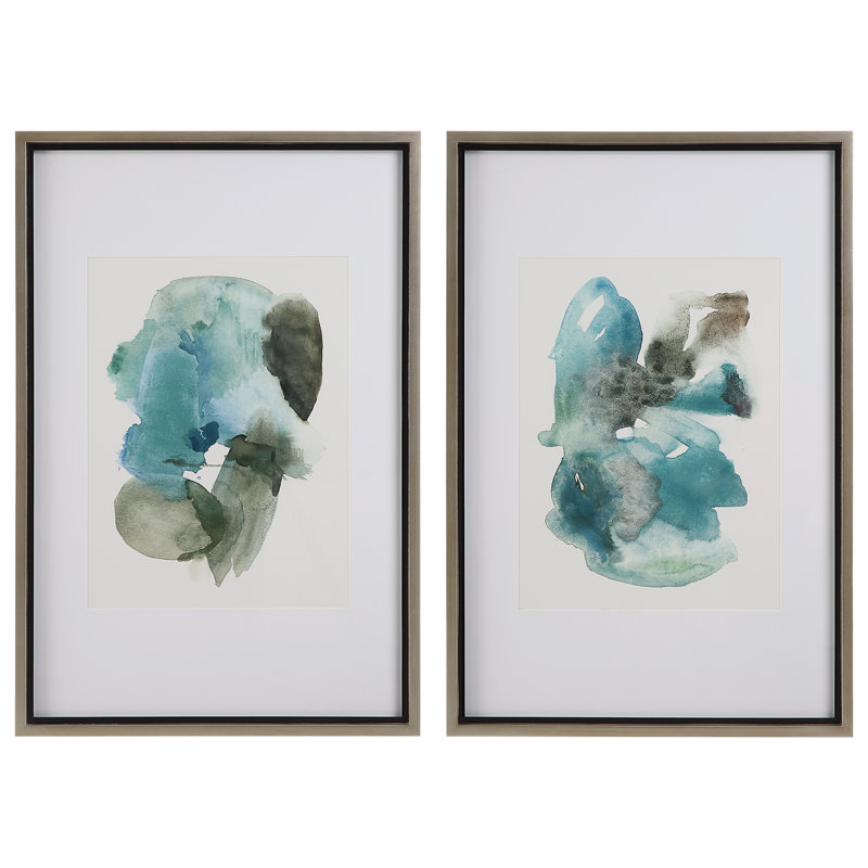 «Uttermost Blueprints Watercolor», ensemble de 2 peintures simples encadrées