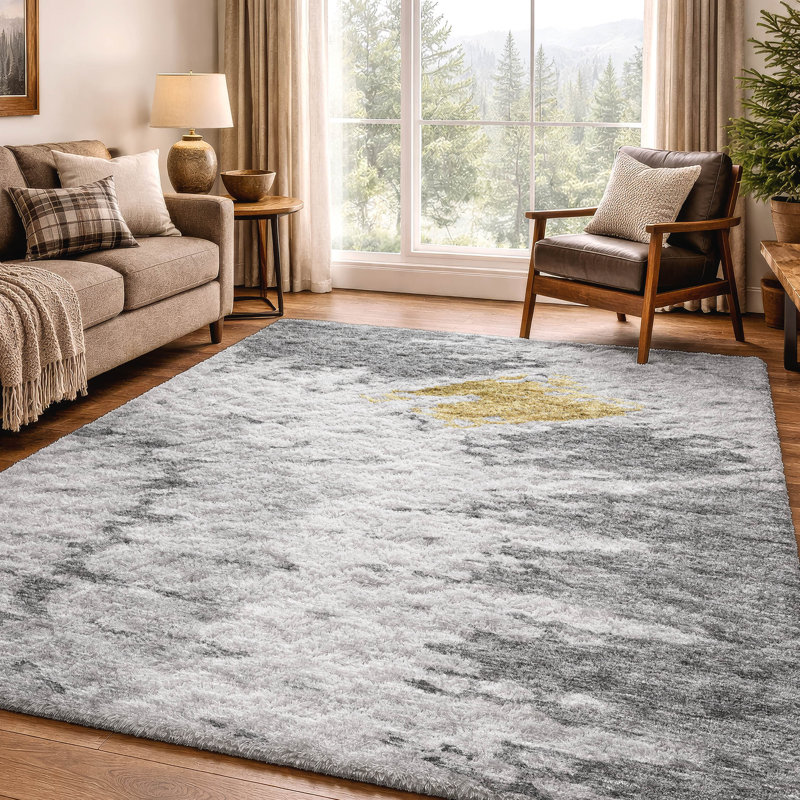 Tapis à poil long de qualité supérieure lavable à la machine ADS614, Gray, 3 pi x 5 pi