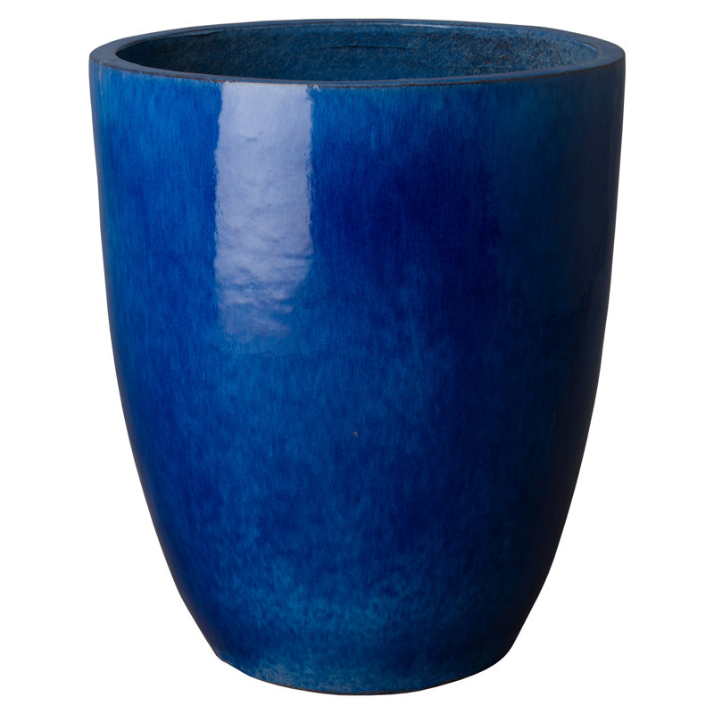 Silsbee Handmade Ceramic Pot Planter, 24" H x 19" W x 19" D, Blue