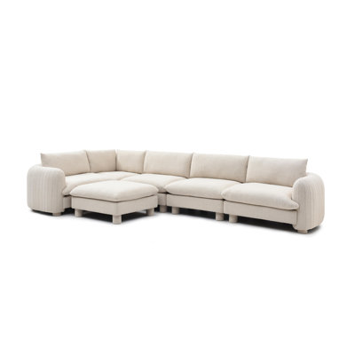The Bayshore 5-Seater Sofa | Upholstery in Rust & Color | Luxury & Versatile Seating | Easy-Clean Fabric | Perfect for Family & Guests