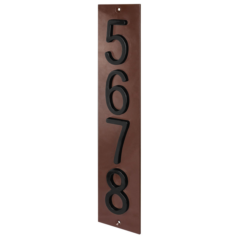 Plaque d'adresse verticale en aluminium Royal Shade, Brun, Noir, Oui