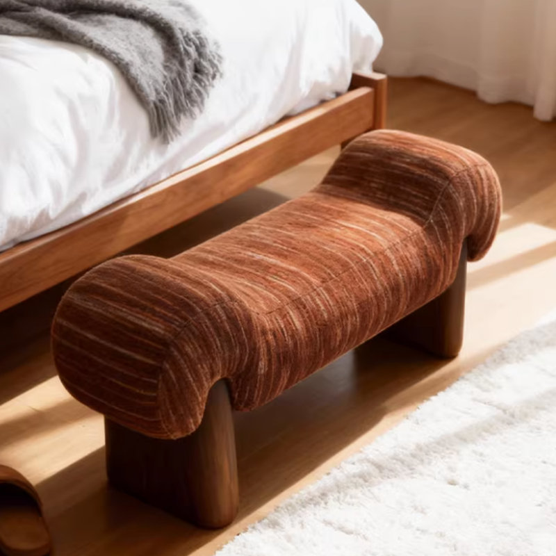 Banc rembourré en bois massif orange, Orange