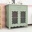 Bathroom Vanity with Ceramic Sink, Tempered Glass Doors and Adjustable Shelves-859579475