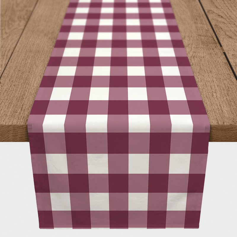 Chemin de table Doster, 90 po x 16 po, Bourgogne, À carreaux