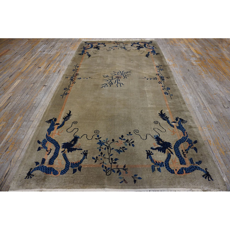 Hallway Runner Rectangle 1925 Ivory Antique Chinese - Peking Wool Knotted Rug