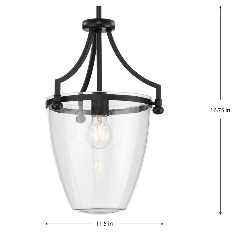 Luminaire suspendu simple à 1 lumière Aarren, H 83 po x l 9,44 po x P 9,44 po