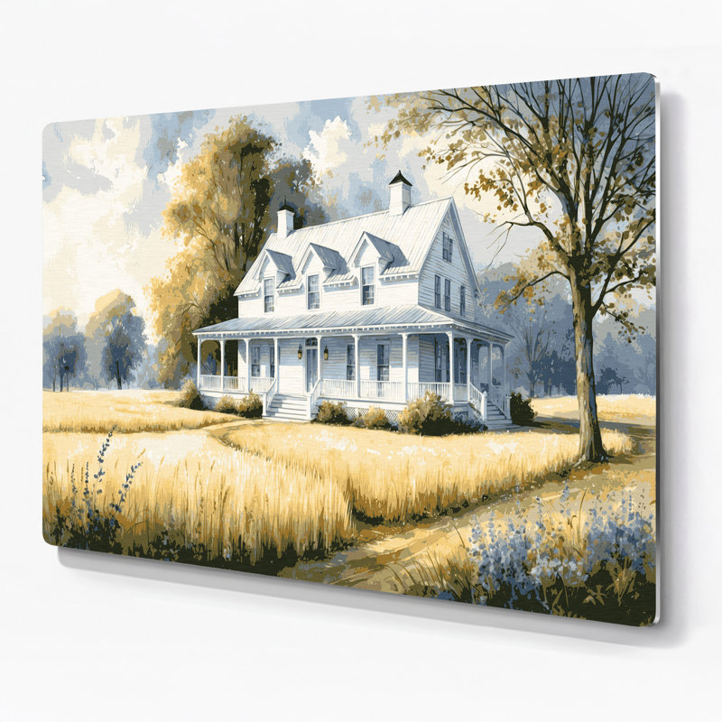 Art mural en métal blanc ferme Farmhouse, H 11 po x l 14 po