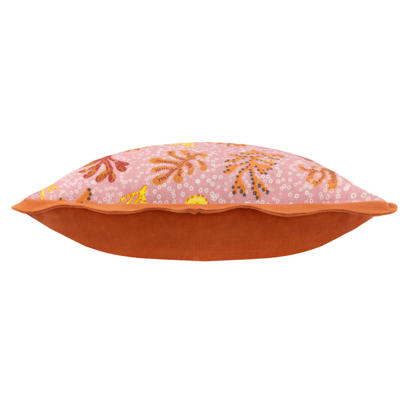 Coral Abstract Square Cushion, Pink/Orange