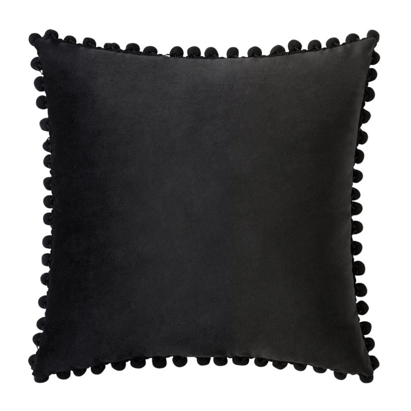 Housse de coussin en velours, Noir, 18 po x 18 po, Housse de coussin seulement - sans coussin