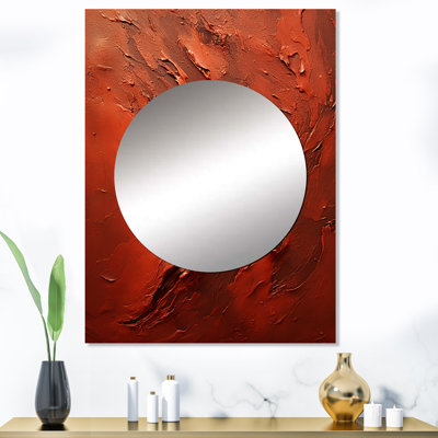 Jaylissa Bitterweet Brushwork I - miroir à collages abstraits, miroir mural rouge unique, impression d'art en métal