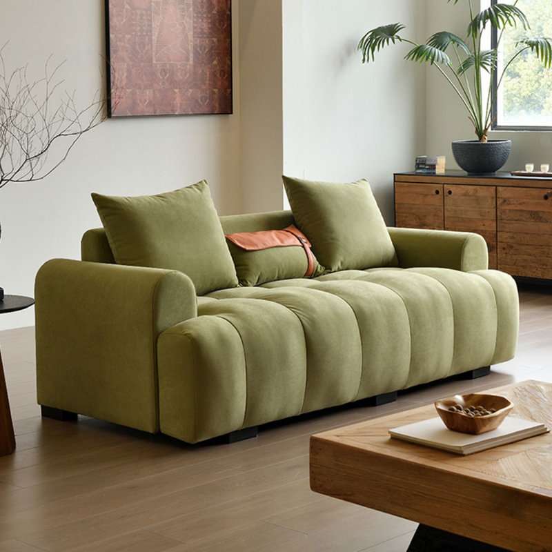 82.68" 100% Polyester Modular Sofa cushion couch, Green