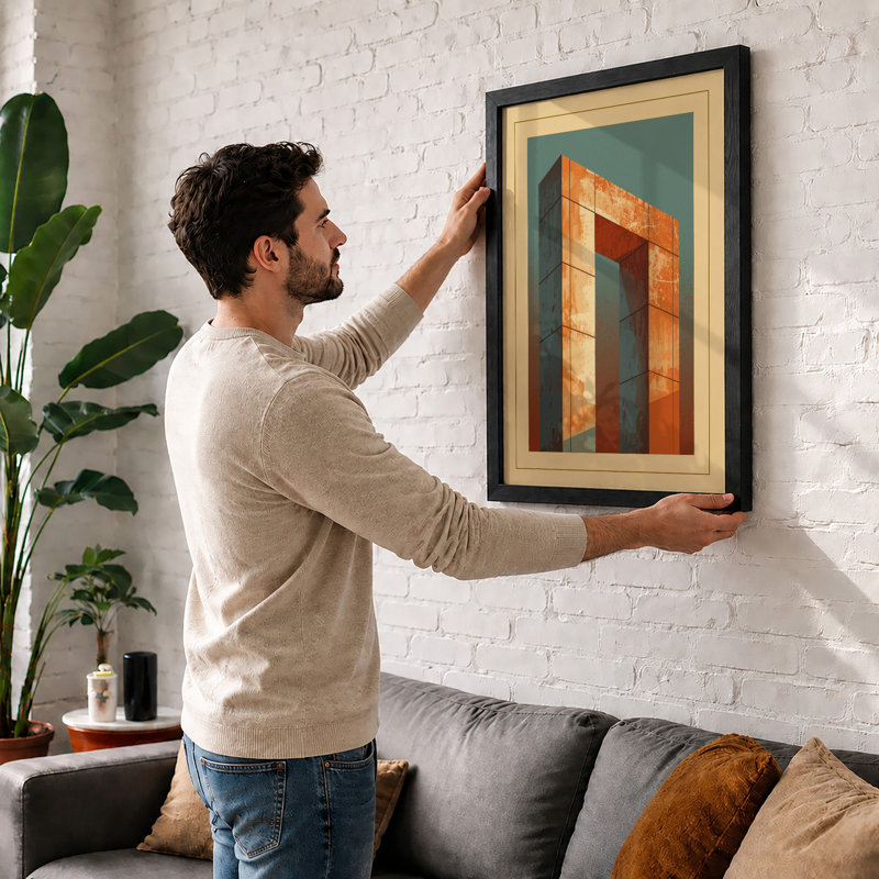 Monumental Gateway Geometric - Framed Print, A4 - 29.7 x 21.0 cm, Oak