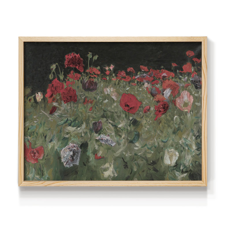 Motif floral rétro - Cxxiv - reproduction encadrée, H 8 po x l 10 po, Naturel