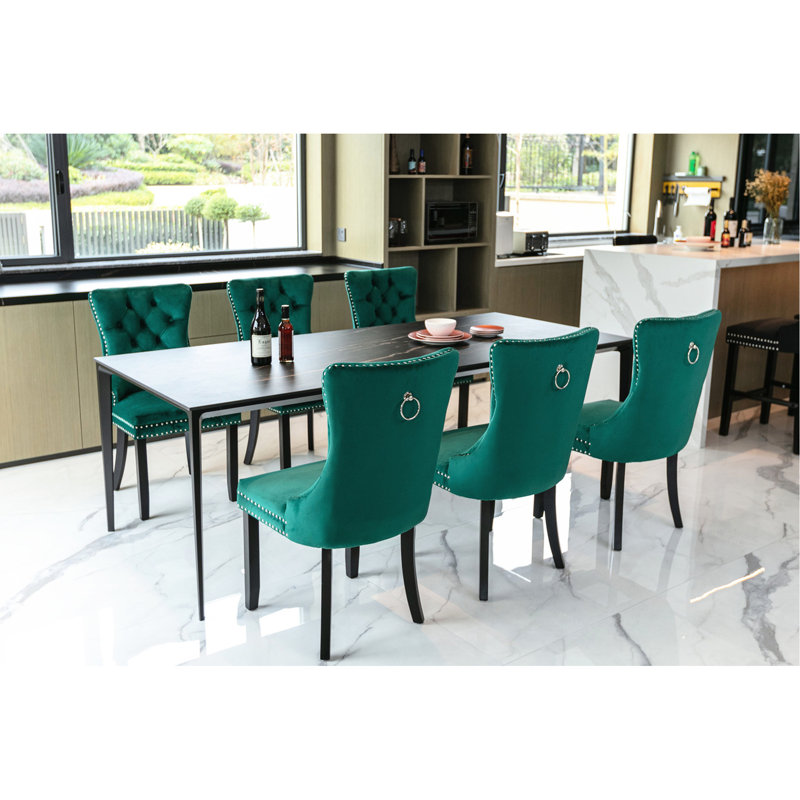 2 chaises de salle à manger Modern, Vert, Noir