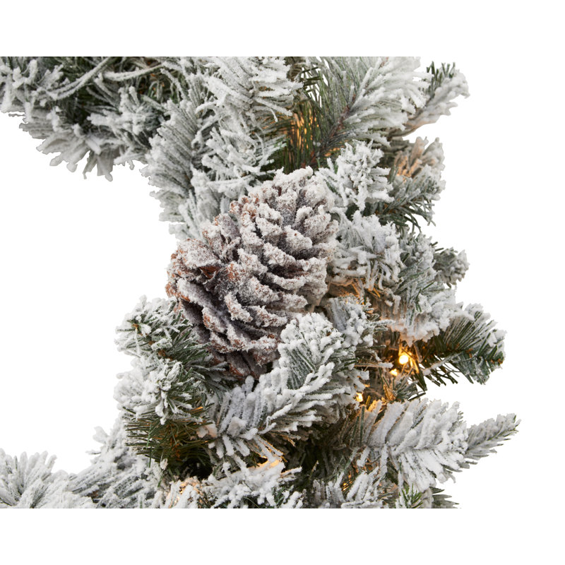 SNOWY WINTERFOLD - 32 Inch Wreath with 50 8 Function LEDs