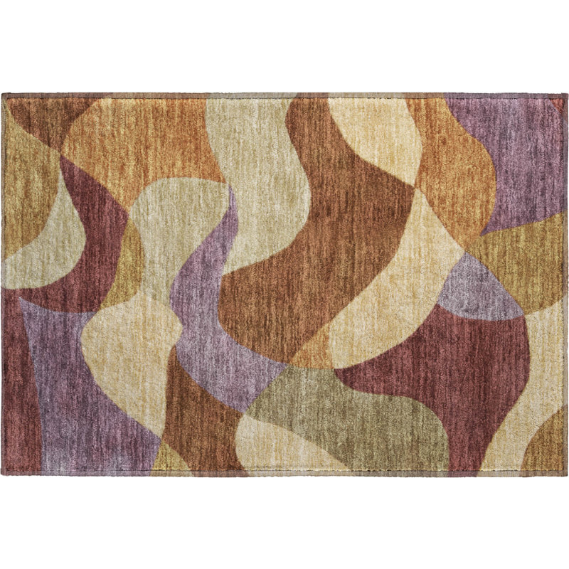 Premium Machine Washable Mayfield AMF2141 abstract Rug, 1'8" x 2'6", Paprika
