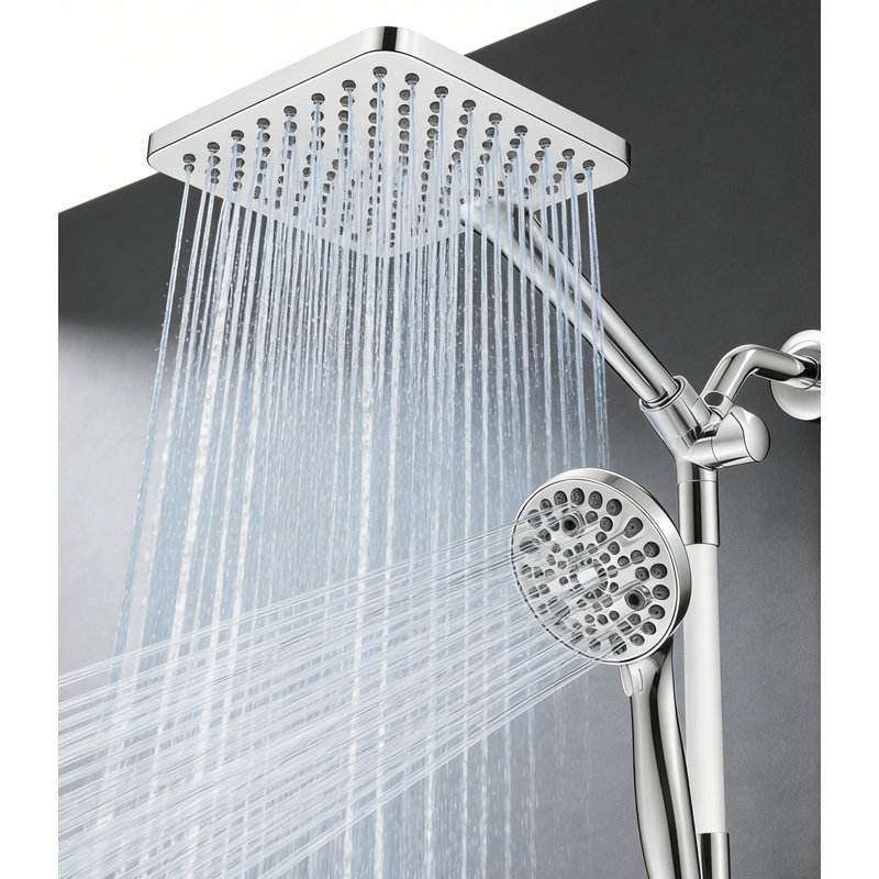 Dual Handheld Shower Head Combo,Rainfall Shower Head And 10 Modes High Pressure Hand Held Showerhead, Chrome