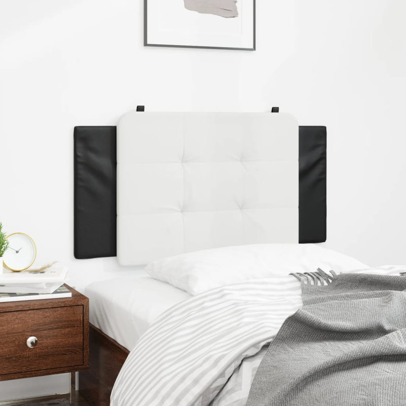 Coussin de tête de lit vidaXL en similicuir noir et blanc de 39,4 po de largeur, Noir et blanc, Lit simple