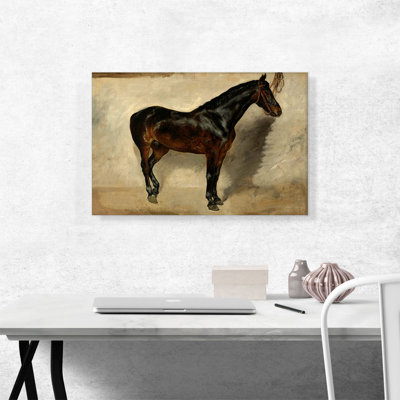 Étude d'un cheval brun-noir - impression