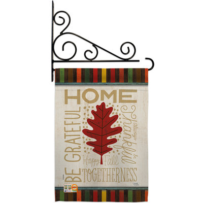 Home Be Grateful - Impressions Decorative Metal Fansy Wall Bracket Garden Flag Set GS113079-BO-03