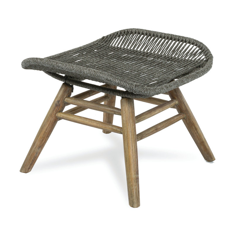 Brown Acacia and Eucalyptus Lounge Chair with Ottoman