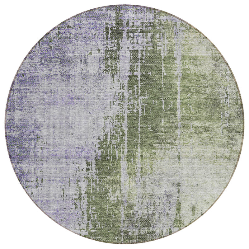 Tapis d'intérieur rond lavable abstrait mauve 8 pi