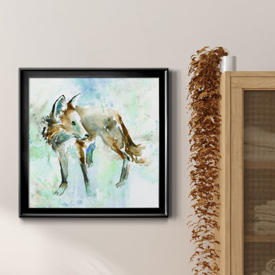 Renard sur bleu - Reproduction d'art sur toile encadrée