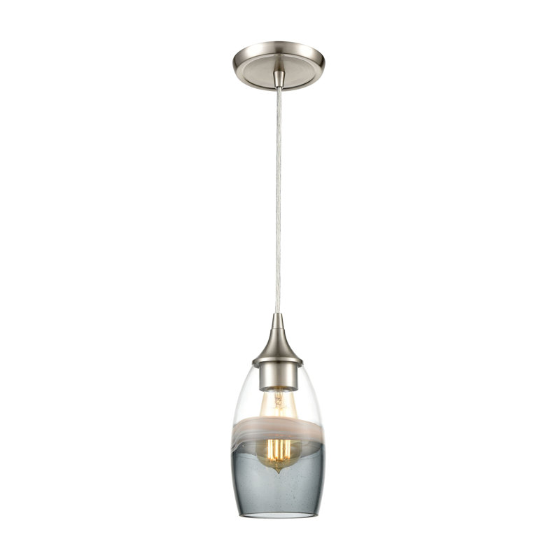 Luminaire suspendu 1 lumière de 5 po Sutter Creek - Nickel satiné, H 10 po x l 5 po x P 5 po, Gris, 100 W