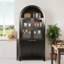 Grand garde-manger arqué cannelé avec tablettes réglables, rangement élégant avec tiroir caché et porte en verre-224684514