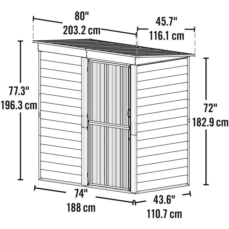 Charcoal and Cream Galvanized Steel 6 x 4 ft Outdoor Storage Shed