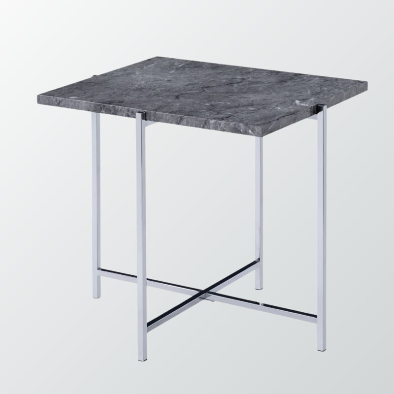 Madelyn Engineered Stone Top End Table with Chrome Finish