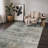 Abstract Modern Machine Washable Brown / Gray Indoor Area Rug with Non-Slip Backing-195590029