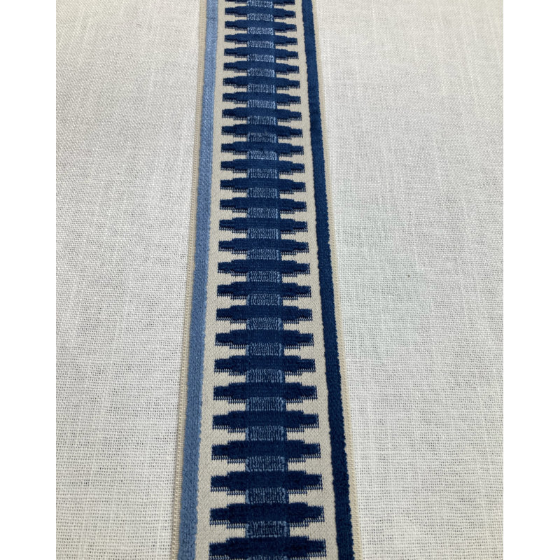 Velvet Fabric, Blue/Cream/Navy