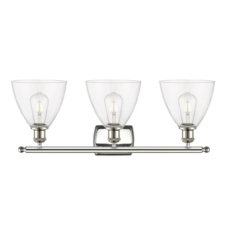 Éclairage pour meuble-lavabo 3 lumières Shauna, Incandescente, Transparent, Nickel poli