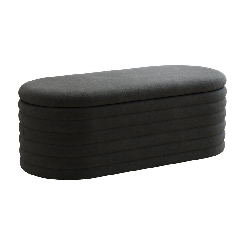 Rangement pour la chambre à coucher et le salon - 40 po noir, revêtu de tissu, avec compartiment à charnières et banc longévité
