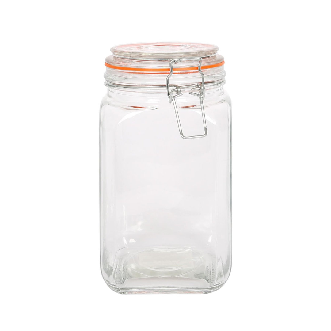 Argon Tableware 1.25L Airtight Square Glass Storage Jar With Clip-Top Lid - Image 5