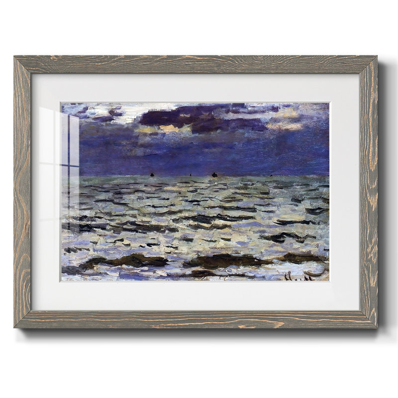 Paysage marin, 1866, reproduction d'art encadrée, Gris