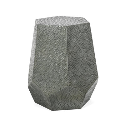 23" Silver Iron Hexagonal Pedestal End Table