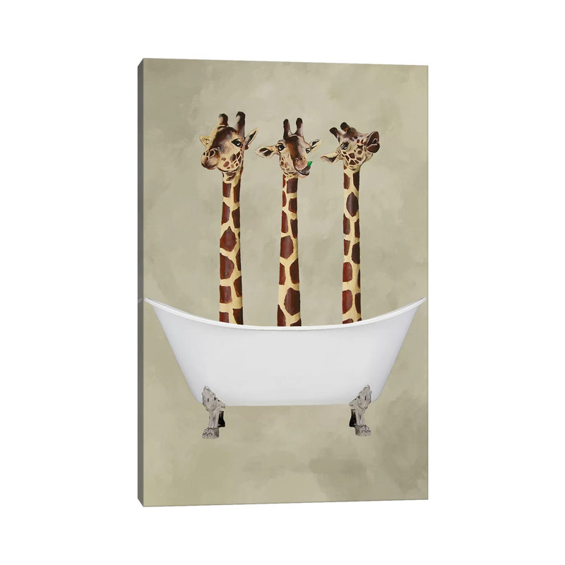Giraffes In Bathtub by Coco De Paris - Wrapped Canvas Print, No Frame, 101.6 cm H x 66.04 cm W x 1.91 cm D