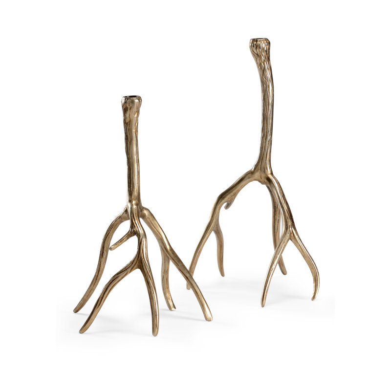 Brass Antler Design Tabletop Candlestick Set