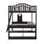 Lit mezzanine double en bois Kedryn avec bureau en U, compartiments de rangement et miroir à trois volets-106460668