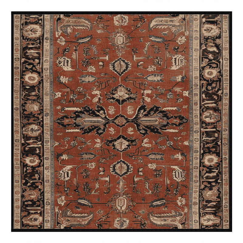 Machine Washable Persian Brown Area Rug, Square 3'