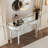 Half-Moon Mirrored Console Table With Fluted Glass & Crystal Knob Drawer - Silver Entryway Vanity Desk For Bedroom/Dressing Room-561412084