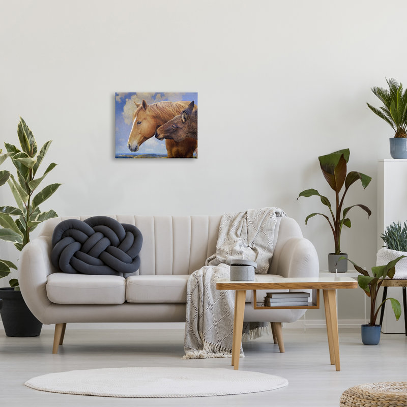 Farmhouse Horses Cuddle Nature Landscape Canvas Print, 20" x 16"