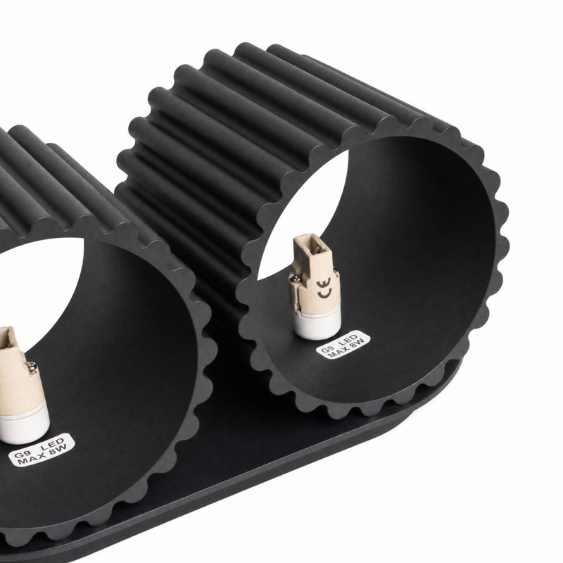 Aura Aluminium Flush Mounted Sconce, 21x12x10 cm, Black, 2 Lights